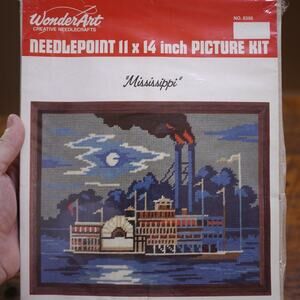 NEW Vtg NeedleCraft America WonderArt MISSISSIPPI #6356 Needlepoint Kit 11x14